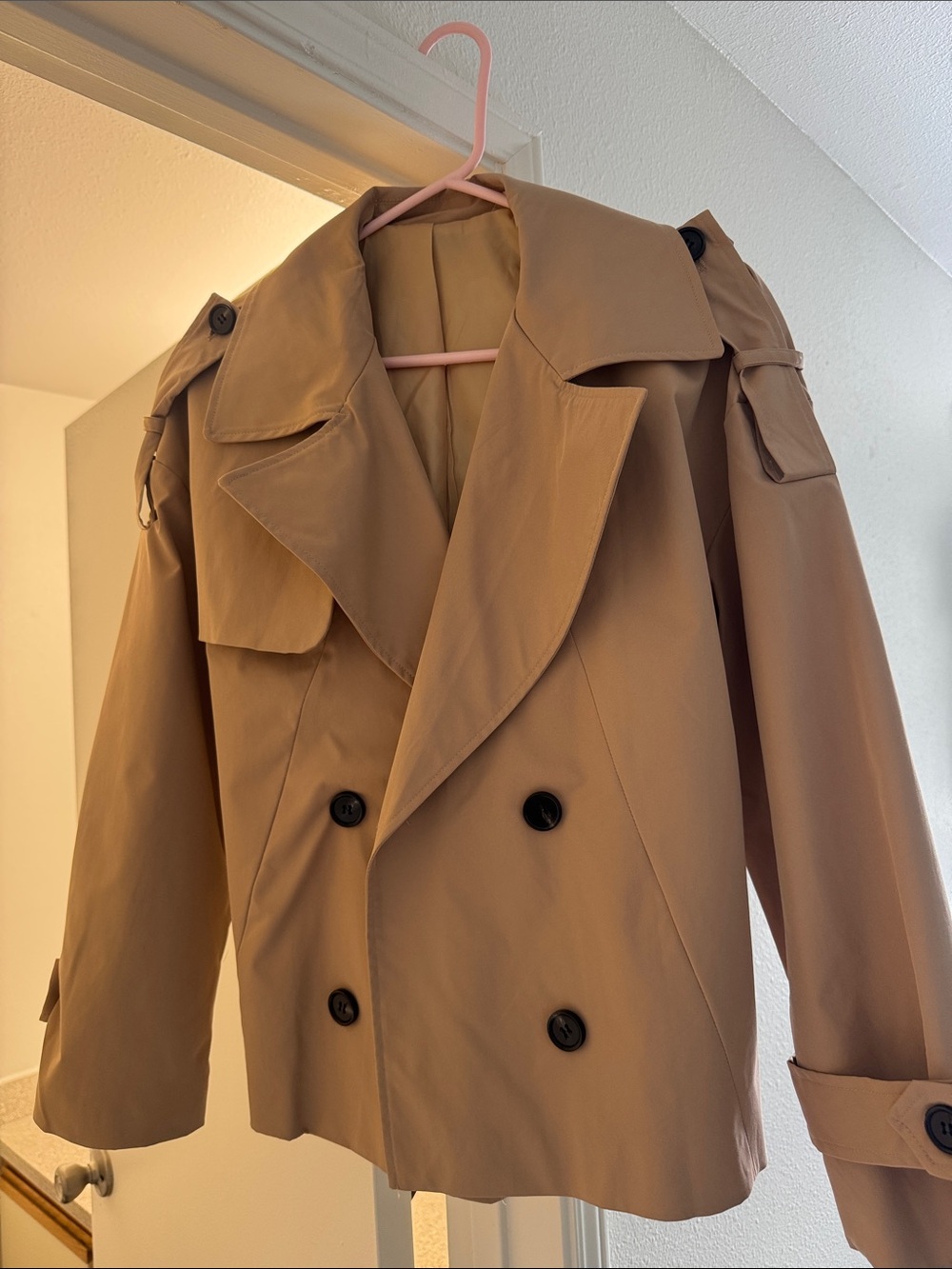 Amazon Tan Double-Breasted Trench Coat